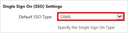 Capture d’écran montrant le panneau «&nbsp;Single Sign On (SSO)&nbsp;» Settings avec «&nbsp;SAML&nbsp;» sélectionné.