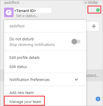 Capture d’écran du site web Flock. L’icône paramètres est mise en surbrillance et son menu contextuel est visible. Dans ce menu, gérer votre équipe est mise en surbrillance.