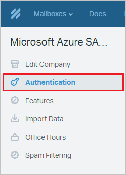 Capture d’écran montrant Authentication sélectionné.