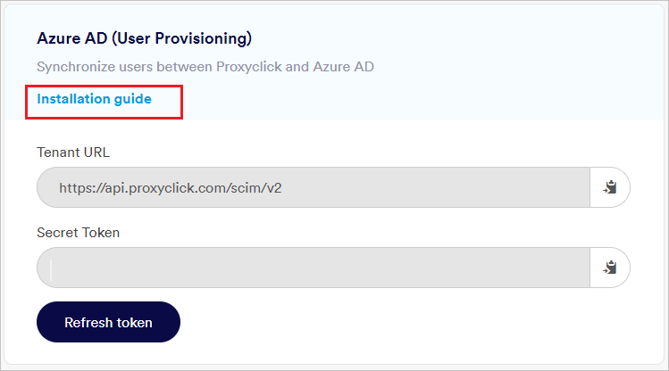 Diagramme montrant Proxyclick Create Token.