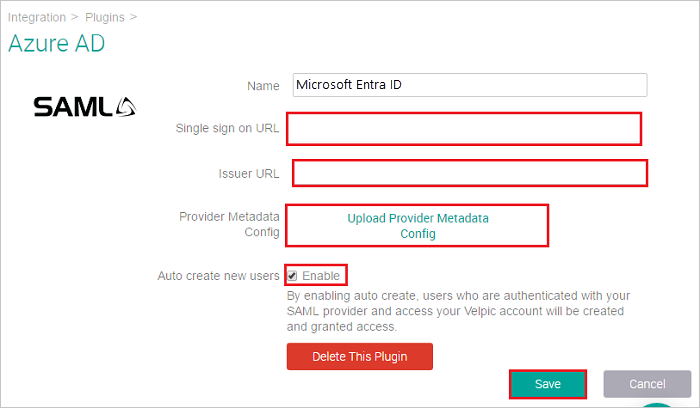 Capture d’écran montrant la page Microsoft Entra&nbsp;ID dans laquelle vous pouvez indiquer les valeurs décrites.