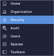 Capture d’écran de l’interface utilisateur de Workgrid avec la section Sécurité mise en évidence.
