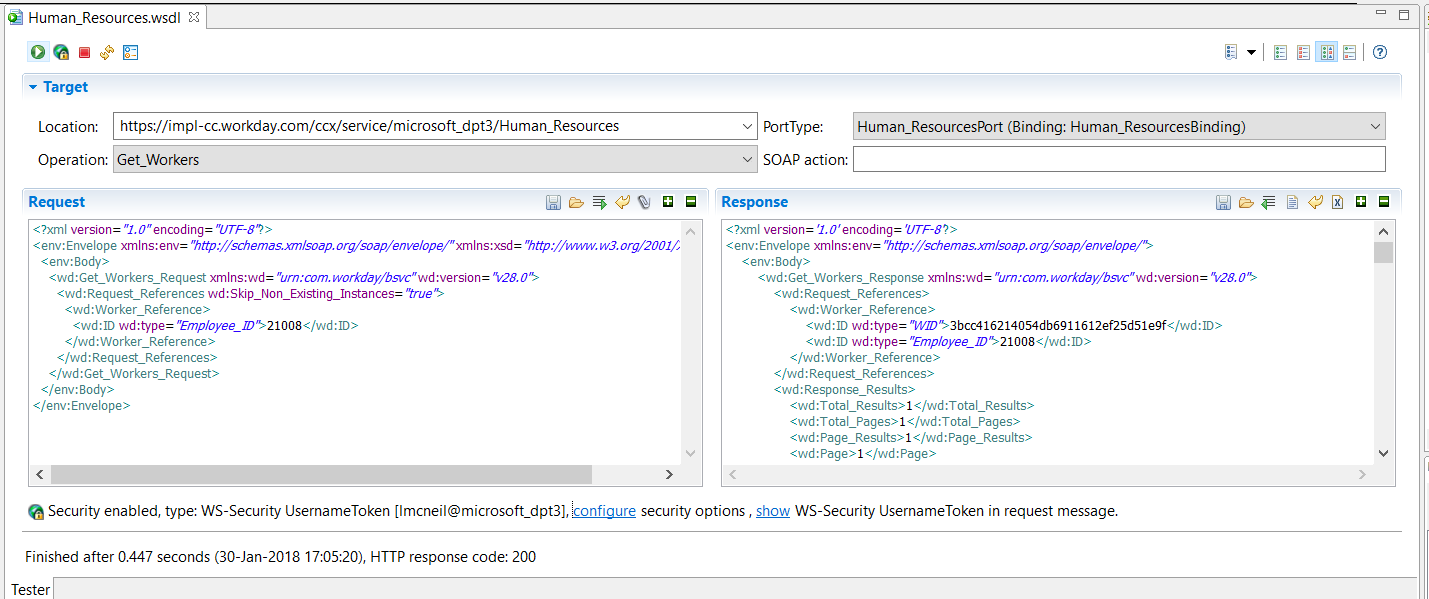 Capture d'écran représentant le fichier «&nbsp;Human_Resources&nbsp;» ouvert dans Workday Studio.