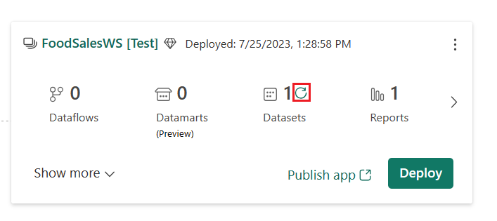 Capture d’écran du bouton Actualiser.