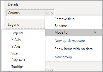 Capture d’écran du menu Options montrant l’option Déplacer vers.