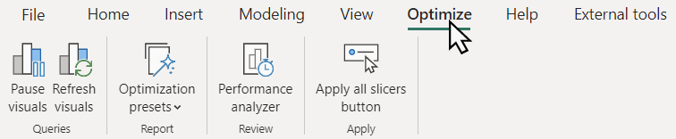 Ruban Optimiser dans Power&nbsp;BI Desktop