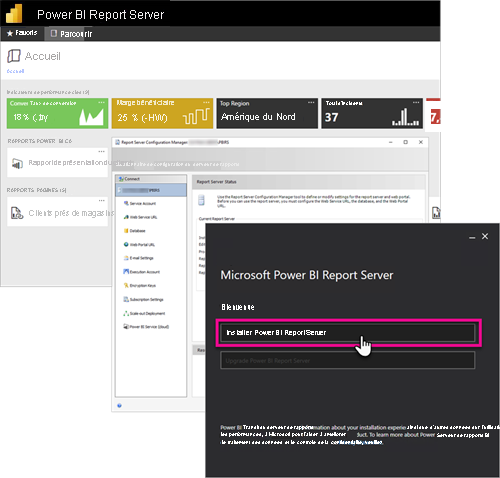 Capture d’écran de Power BI Report Server montrant les options de connexion.