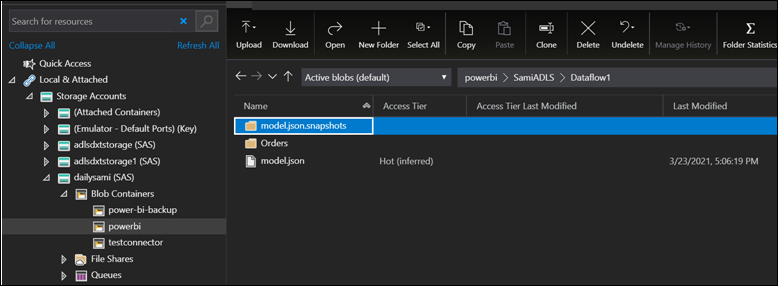 Capture d’écran de l’Explorateur de fichiers montrant un exemple qui utilise la table Orders de l’exemple Northwind Odata.