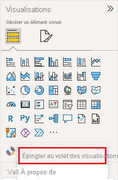 Capture d’écran de l’option permettant d’épingler l’icône dans le volet Visualisations.