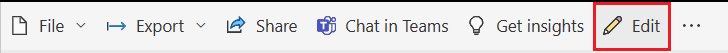 Capture d’écran montrant comment sélectionner Modifier pour modifier le rapport dans le service Power&nbsp;BI.