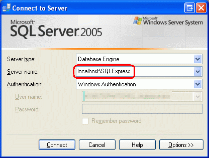 Se connecter au serveur localhost\SQLExpress