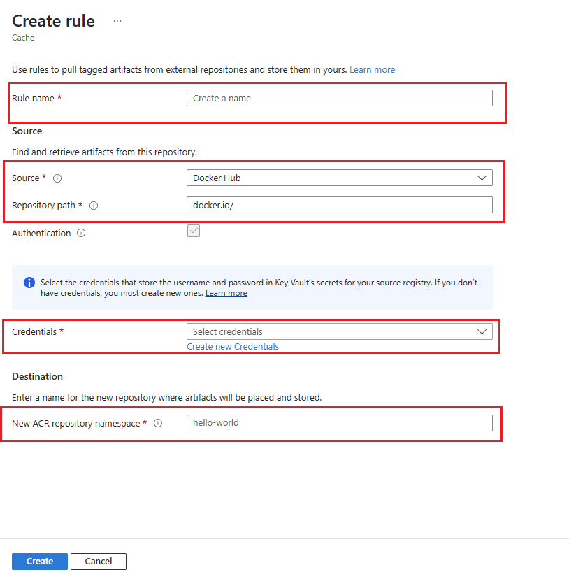 Capture d’écran de la nouvelle règle de mise en cache dans le portail Azure.