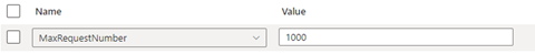 Capture d’écran montrant le paramètre du nombre de demandes maximum pour l’exemple 6.