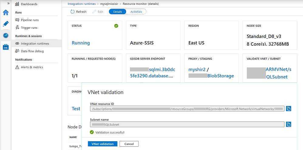 Supervision du runtime Azure-SSIS IR – Vignette VALIDER