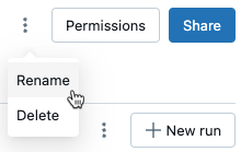 Renommez une exécution à partir de la page d’exécution.