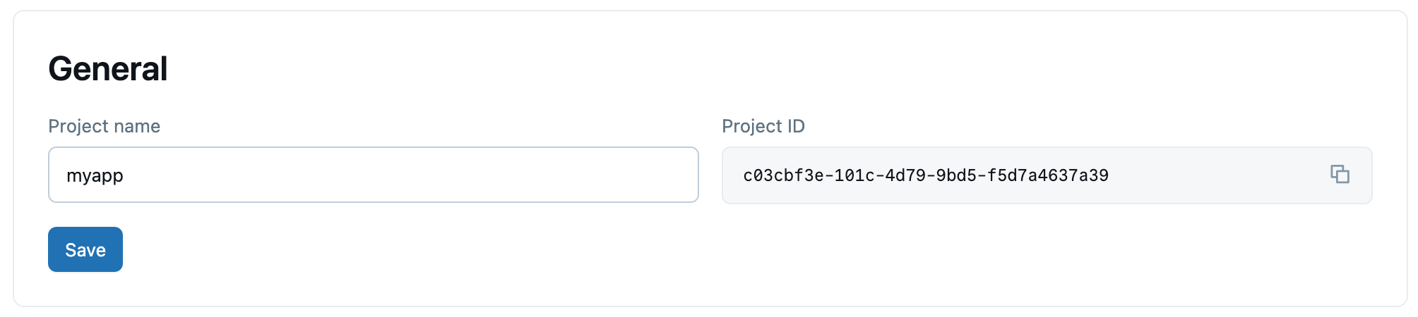 Nom du projet et paramètres d’ID