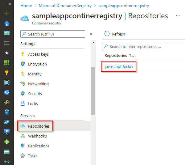 Image Docker publiée dans Azure Container Registry