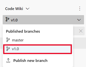 Capture d’écran montrant une version wiki sélectionnée dans le menu déroulant wiki.