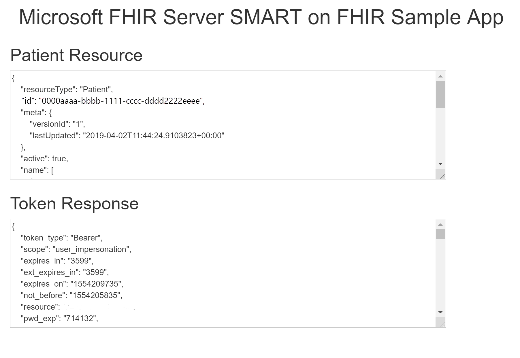 Capture d’écran montrant SMART sur l’application FHIR.