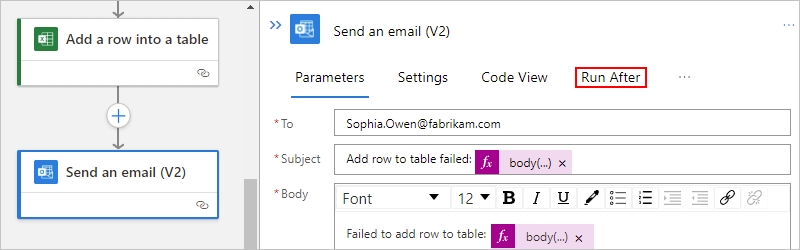 Screenshot showing Standard workflow designer and current action details pane with 