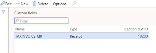 Creating a receipt custom field for a QR code.