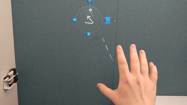 Animation de la rotation sans rayon émanant de la main.