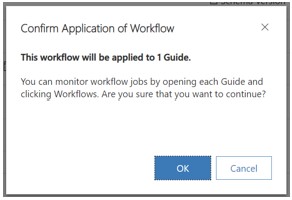 Capture d’écran de la boîte de dialogue de confirmation du workflow.