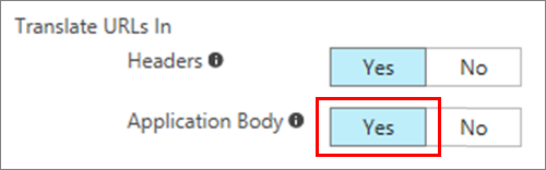 Sélectionnez Oui pour traduire les URL dans le corps de l’application