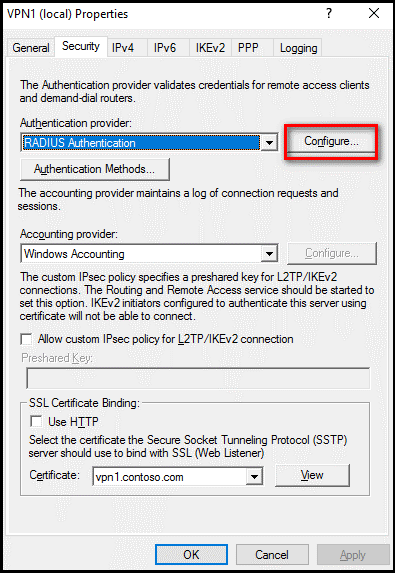 Configurer le fournisseur d’authentification RADIUS