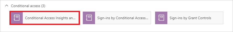 Capture d’écran montre l’option Insights et rapports sur l’accès conditionnel.