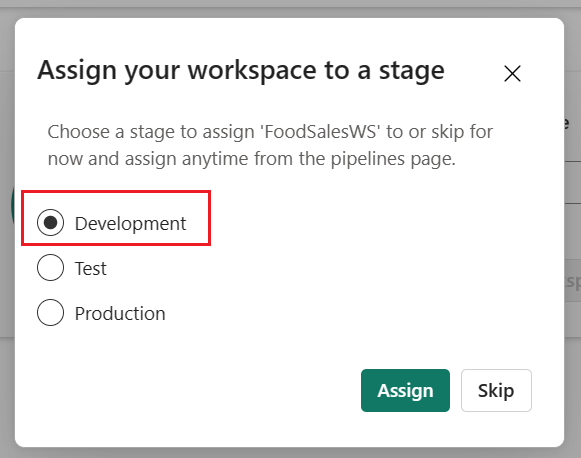 Capture d’écran montrant comment affecter un espace de travail.