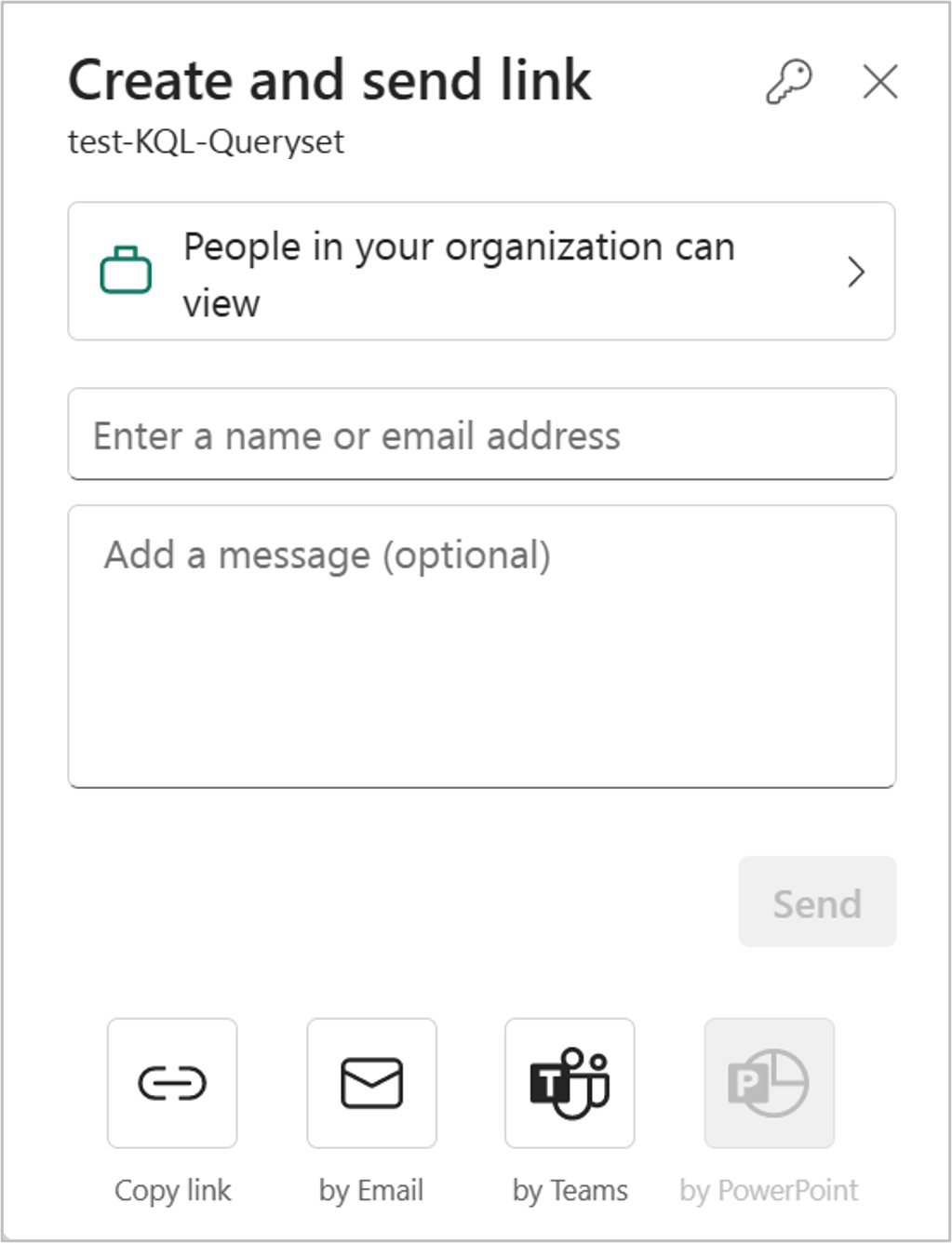 Capture d’écran de la création et de l’envoi d’un lien.