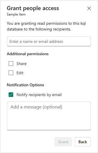 capture d’écran de la boîte de dialogue de partage direct.