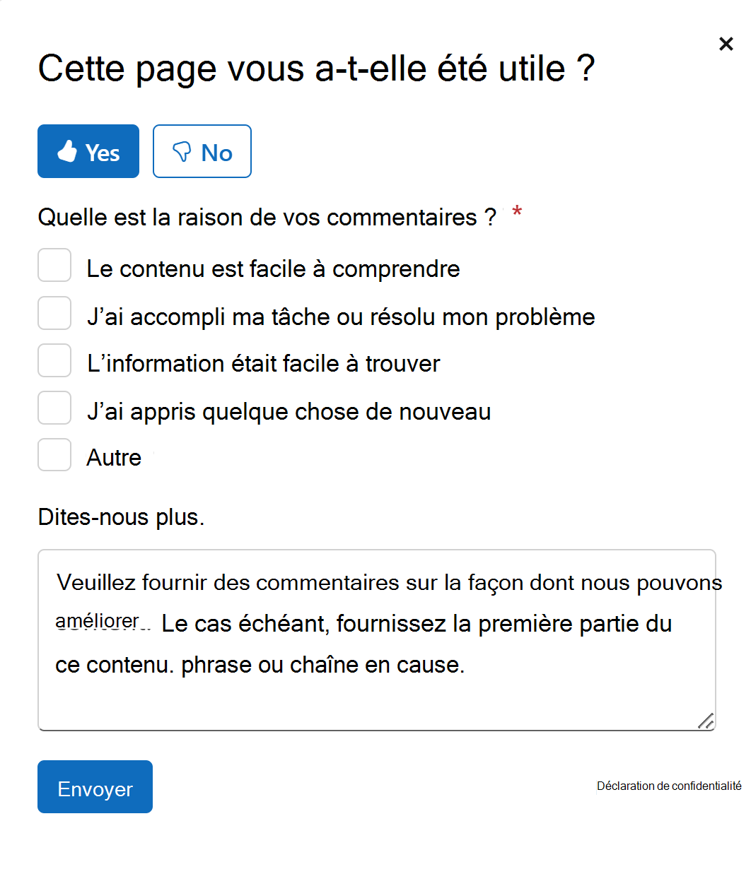 Capture d’écran de la section commentaires d’un article Microsoft Learn.