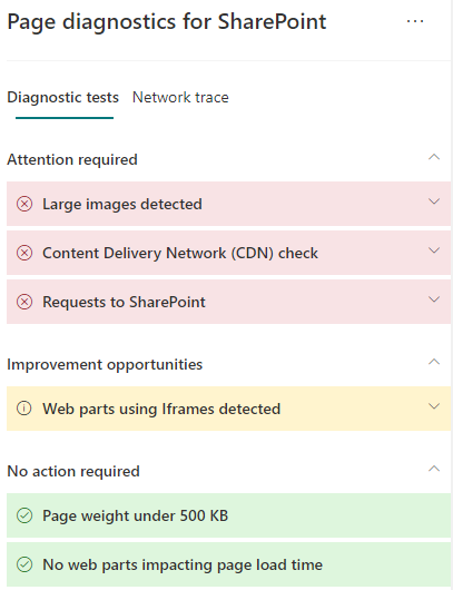 Diagnostics de page.