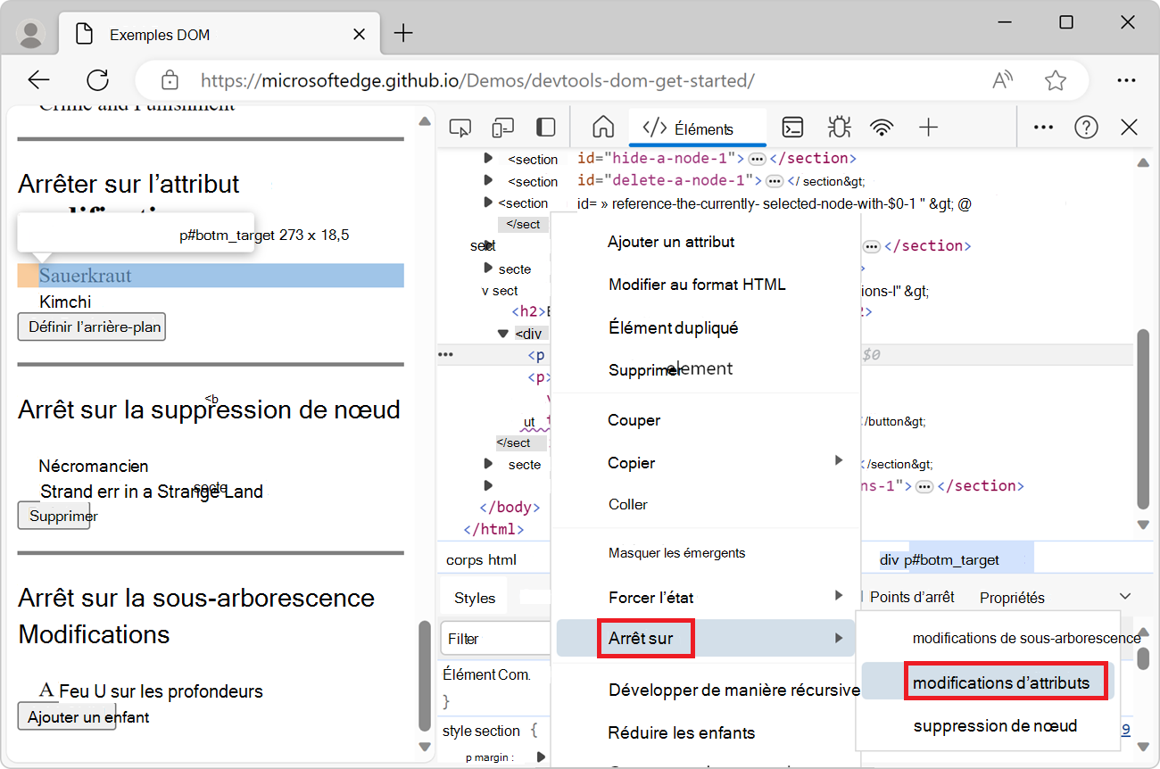 Arrêt sur les modifications d’attribut