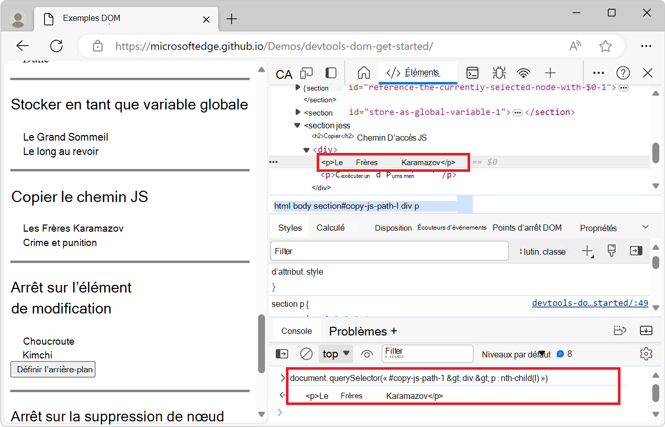 Résultat de l’expression Copy JS Path