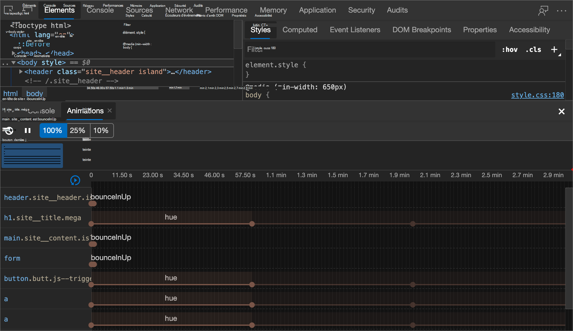 L’outil Animations
