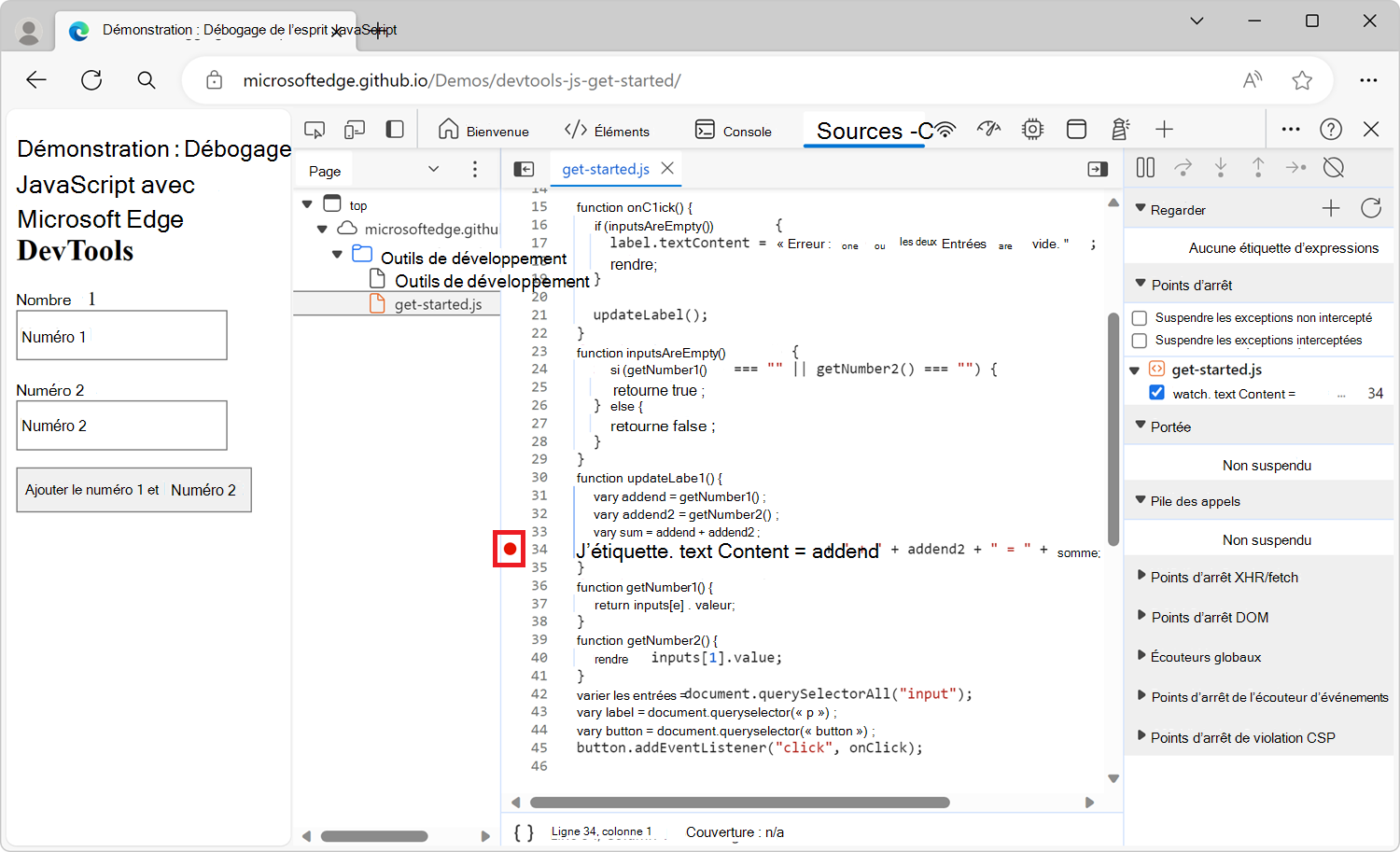 Un point d’arrêt de ligne de code conditionnel