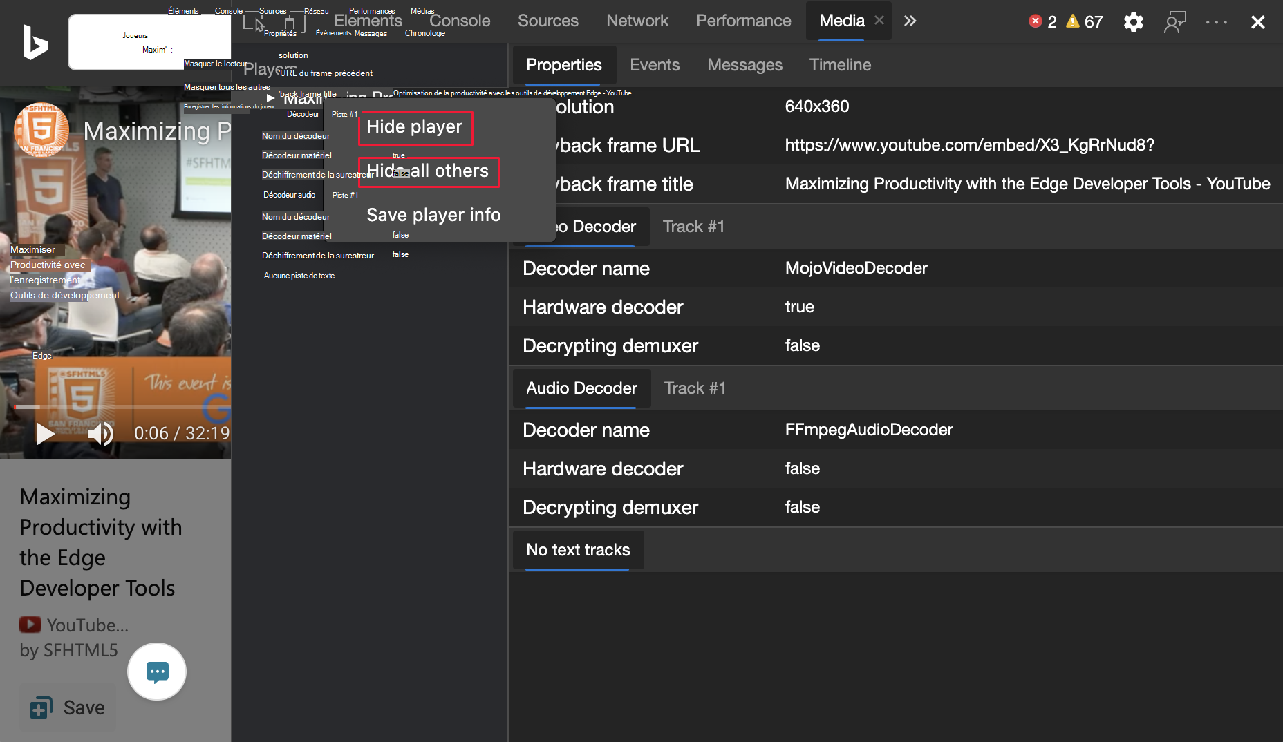 Masquer les lecteurs multimédias