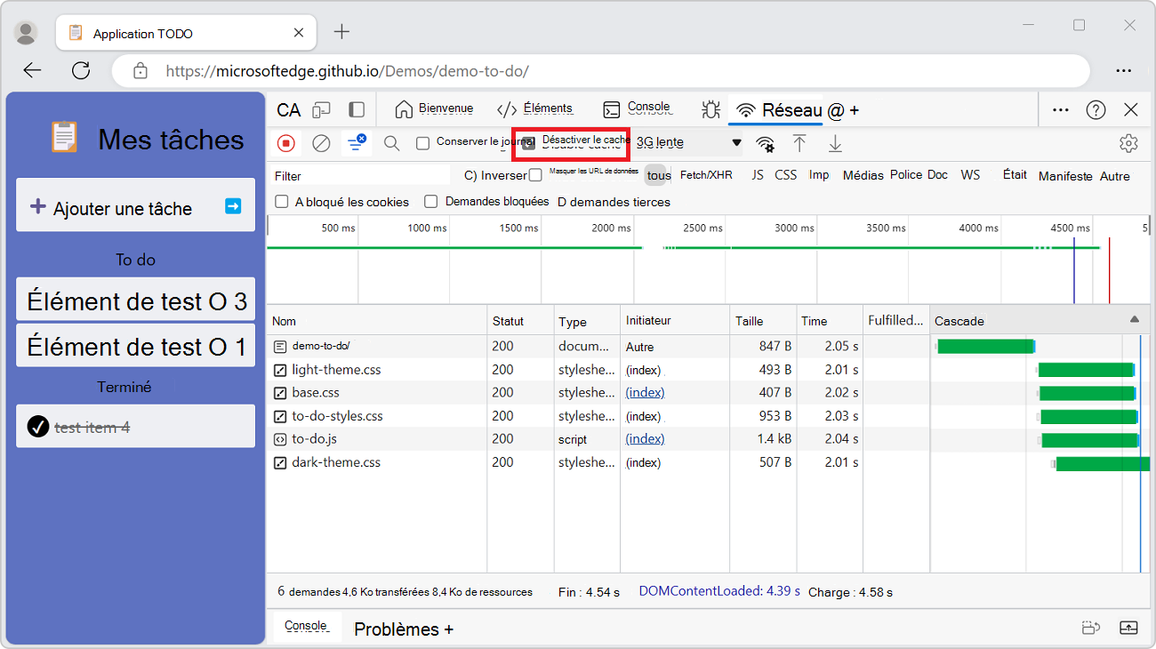 Case à cocher Désactiver le cache