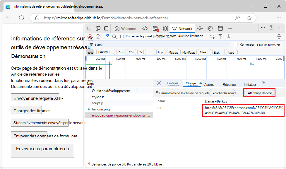 Paramètres de chaîne de requête affichés avec des caractères encodés à l’URL