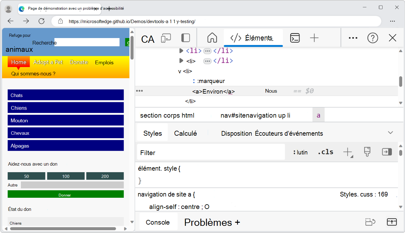 DevTools zoomé vers l’arrière