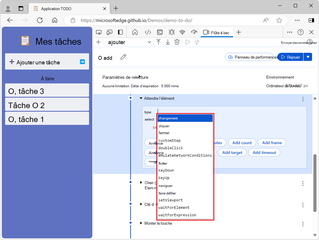 Menu déroulant Type