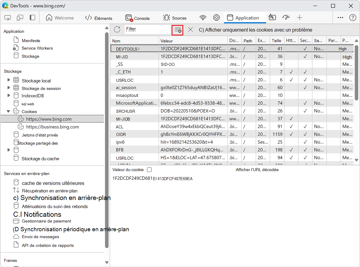Effacement de tous les cookies