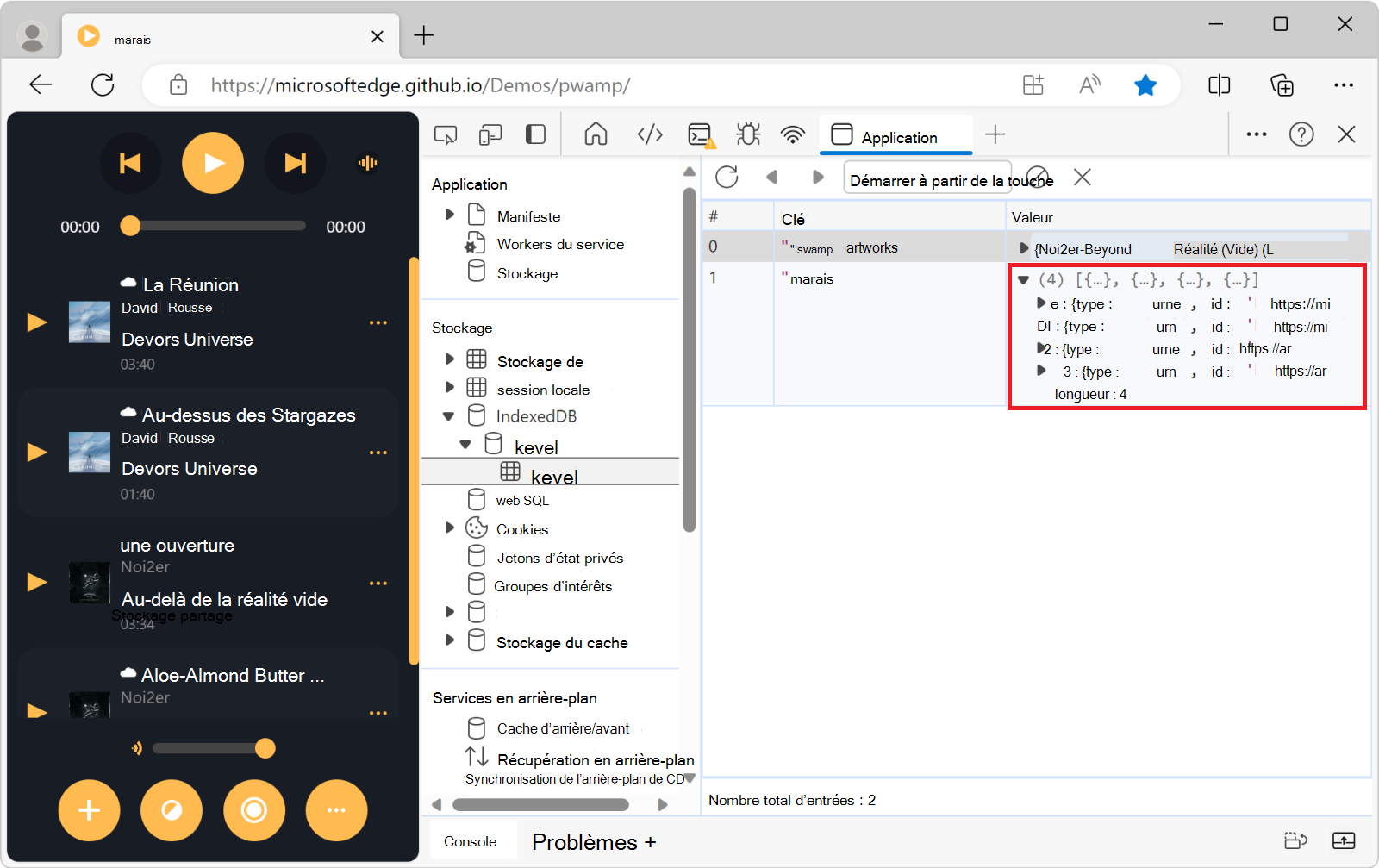 Afficher une valeur IndexedDB