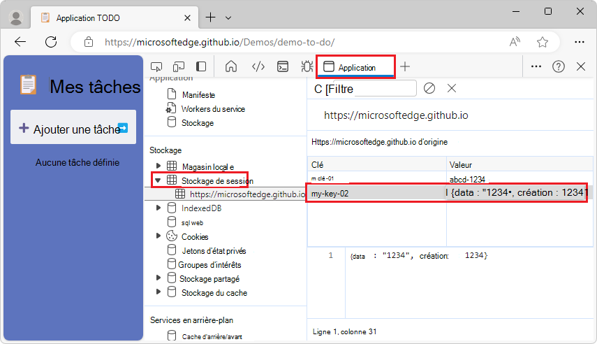 Modifier une clé sessionStorage