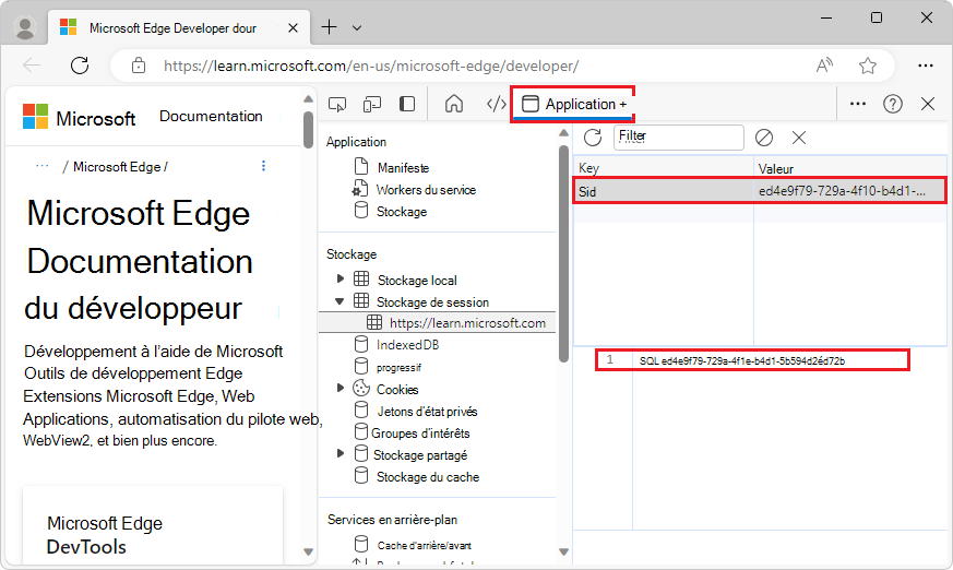Afficher la valeur de la clé x-sid
