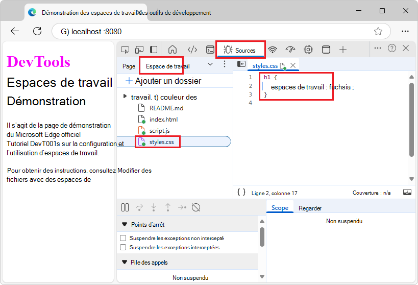 Afficher styles.css dans un éditeur de texte