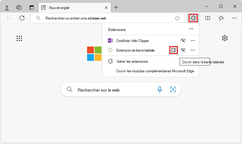 Boîte de dialogue barre latérale